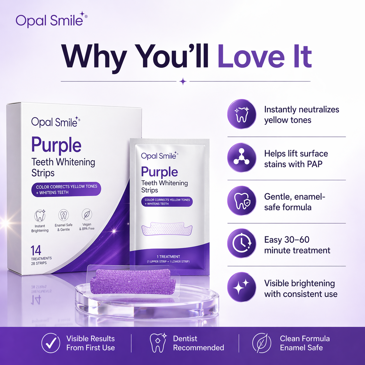 OpalSmile Purple Teeth Whitening Strips