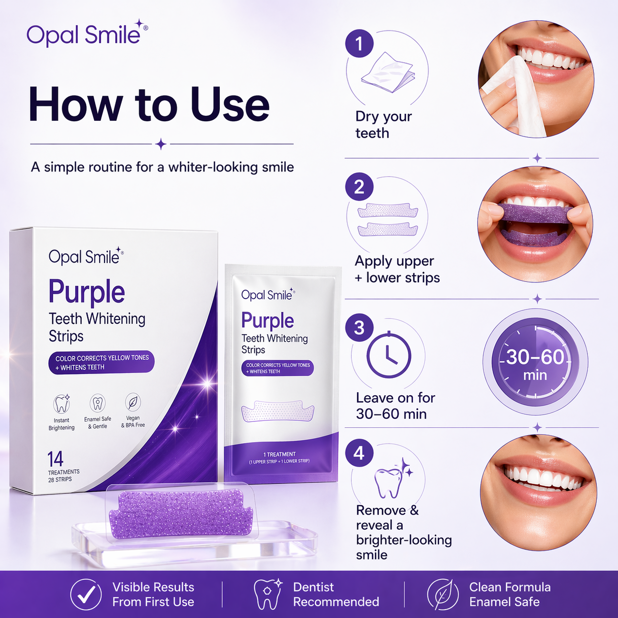 OpalSmile Purple Teeth Whitening Strips